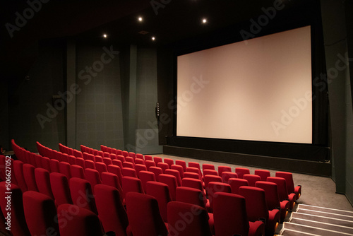 Cinema screen with reed seats