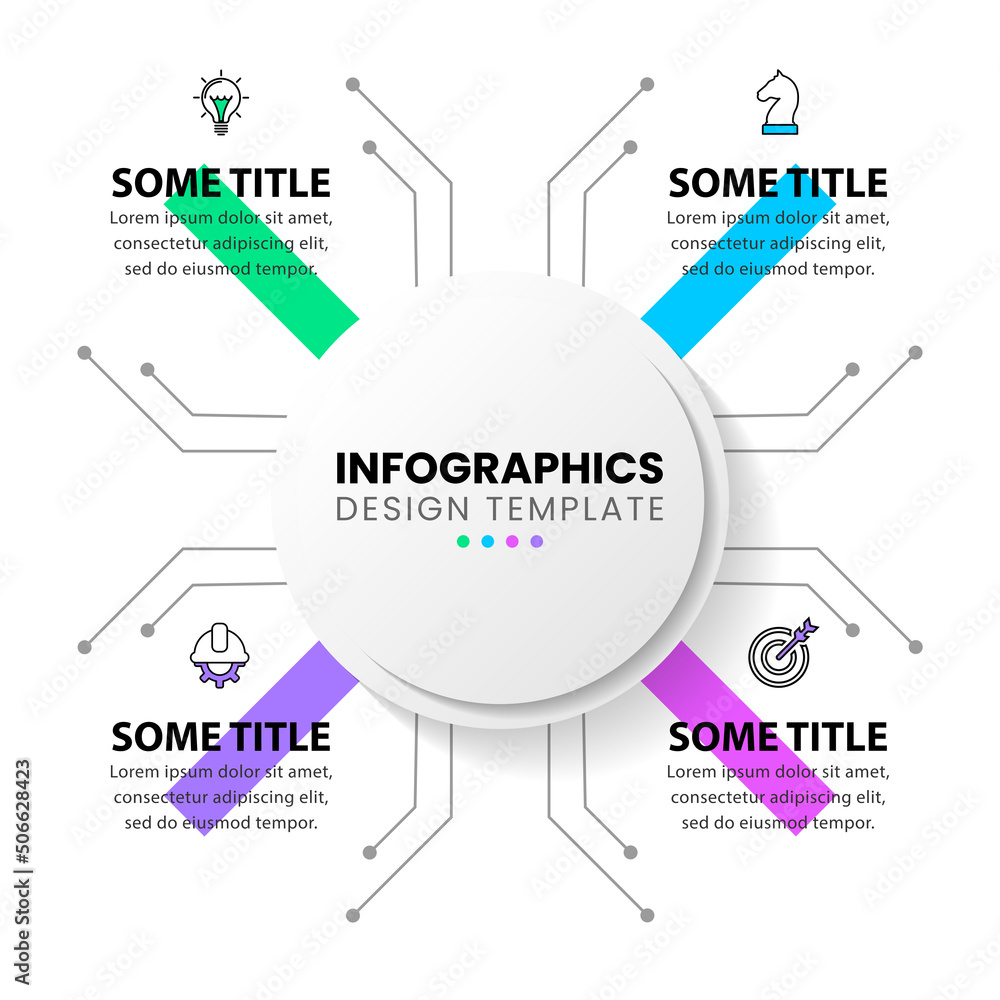 Fototapeta premium Infographic template. Technology concept. Circle with four steps and icons