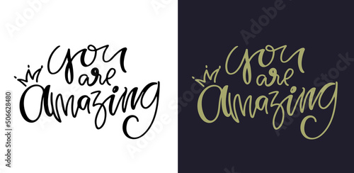 Lettering hand drawn doodle postcard. Motivation t-shirt design Label. 