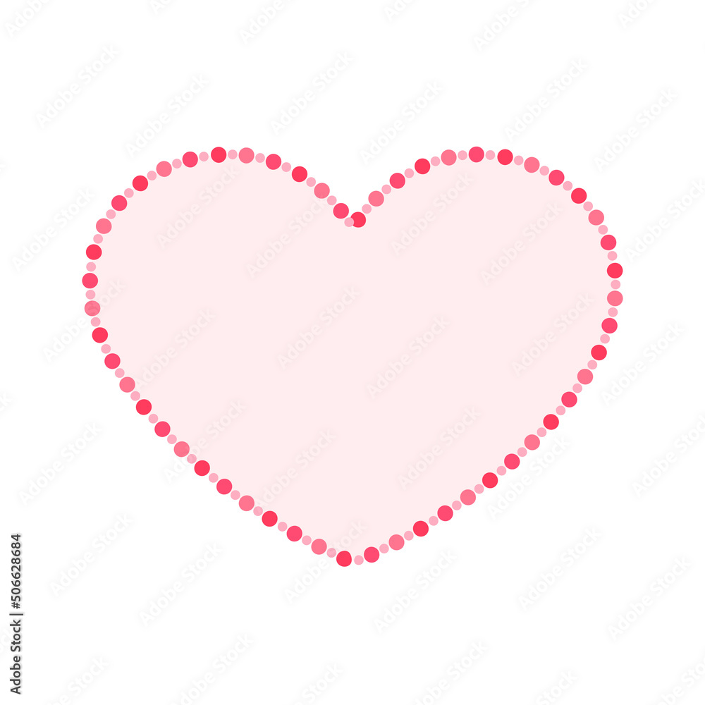 Heart shape frame with pink and red pastel polka dot pattern design. Simple minimal Valentine's Day decorative element.
