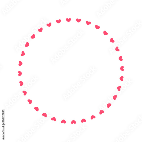 Round pastel frame with heart pattern design. Simple minimal Valentine's Day decorative element.