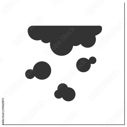 Smog glyph icon. Industrial plant emissions to the atmosphere.Meteorology. Air pollution. Greenhouse effect. Weather concept.Filled flat sign. Isolated silhouette vector illustration