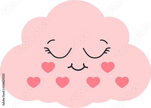 Vector illustration of a cute sleeping cloud, Seal or Icon Vector Illustration