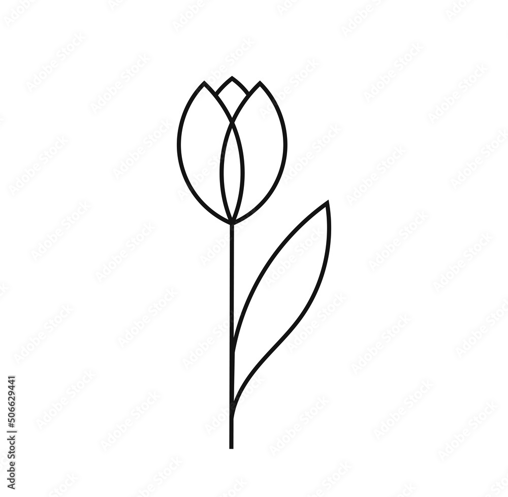 Tulip flower line icon symbol