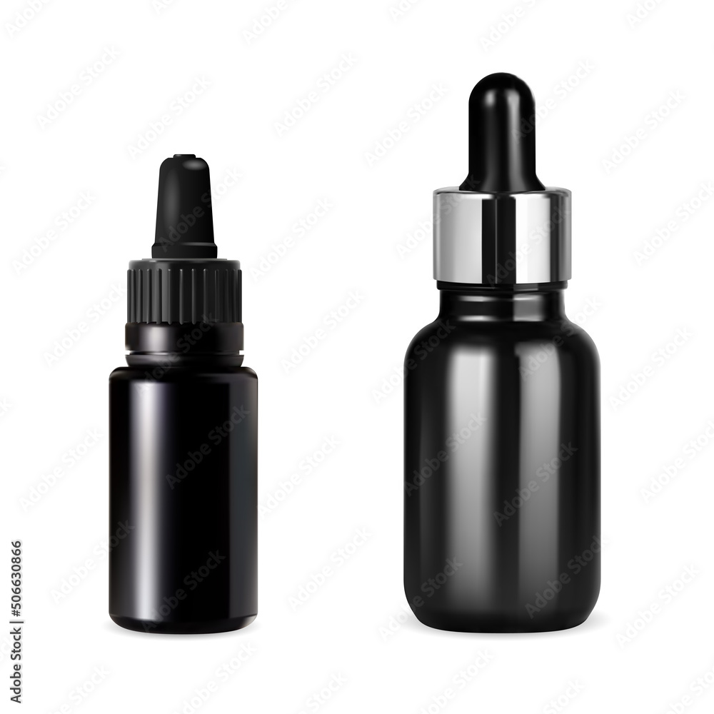 Black Dropper Bottle For Cosmetic Serum Or Oil Vector Mockup Small