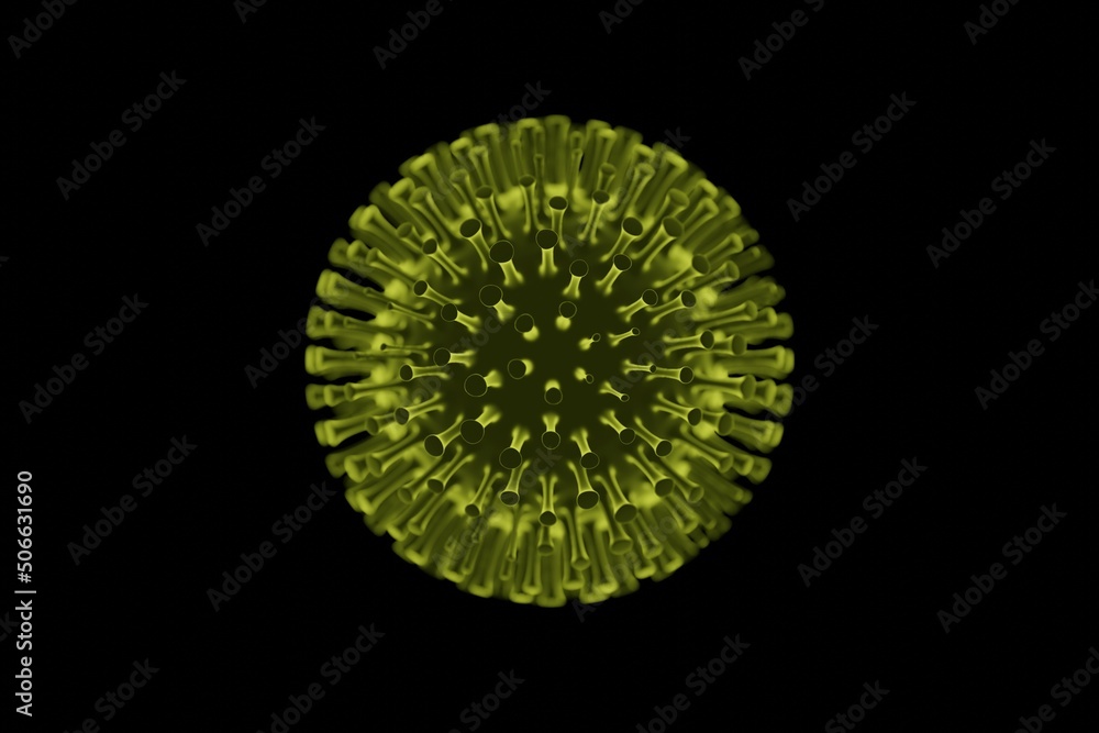 Monkeypox virus model, yellow color. Epidemy, pandemy concept. 3d render Monkeypox virus model, yellow color. Epidemy, pandemy concept. 3d render