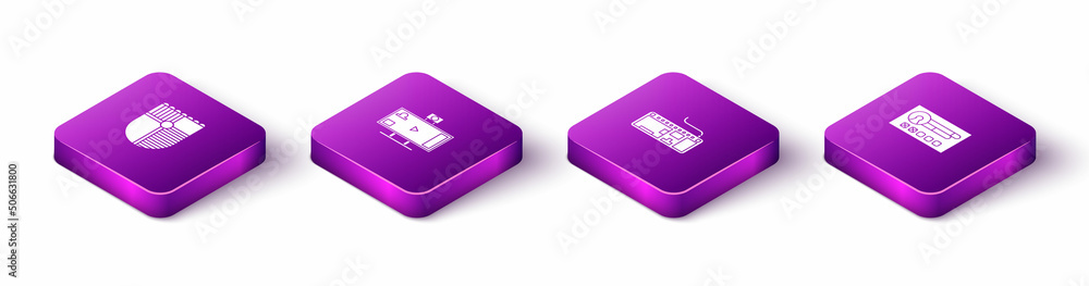 Set Isometric Shield for game, Live streaming online, Computer keyboard and Create account screen icon. Vector Set Isometric Shield for game, Live streaming online, Computer keyboard and Create account screen icon. Vector