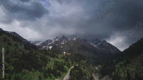 Wallpaper Mural Aerial drone hyperlapse of cloudy mountains Torontodigital.ca