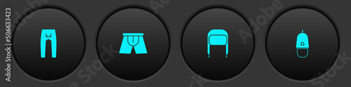 Set Pants, Men underpants, Winter hat with ear flaps and Police cap cockade icon. Vector