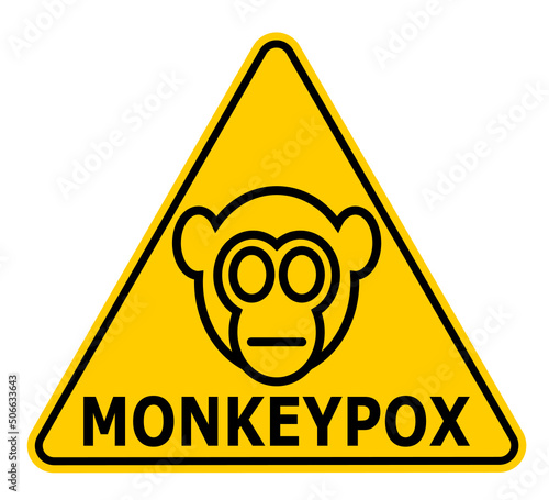 Vector illustration of warning sign against monkeypox virus disease which belongs to poxviruses