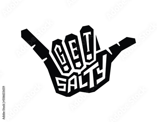 hand gesture shaka with text 