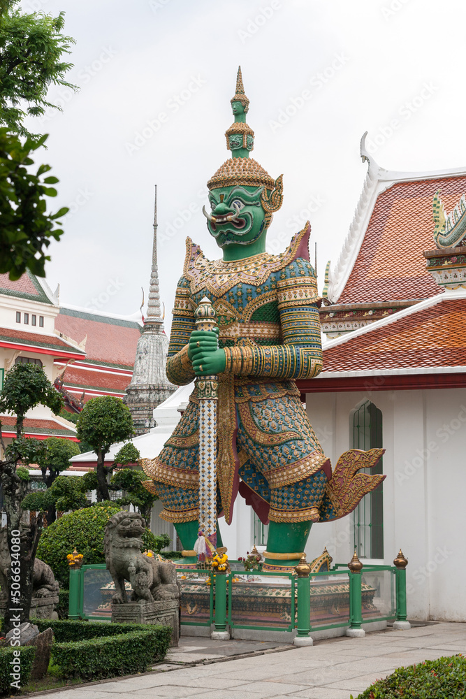 Giant Statue in Wat Arun Temple, Famous Buddhism Temple in Bangkok, Thailand