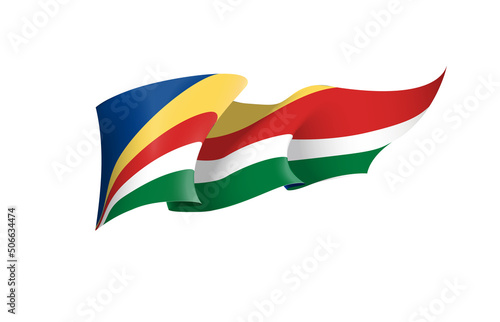 Free Download Seychelles flag state symbol isolated on background national banner. Greeting card National Independence Day of the Republic of Seychelles. Illustration banner with realistic state flag. - GFXLoad