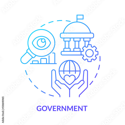 Government blue gradient concept icon. Big data application abstract idea thin line illustration. Public administration. Effective management. Isolated outline drawing. Myriad Pro-Bold font used