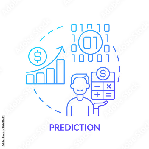 Prediction blue gradient concept icon. Data mining technique abstract idea thin line illustration. Statistical method. Predictive tool. Isolated outline drawing. Myriad Pro-Bold font used