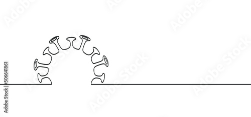 Cartoon monkey virus or monkeypox line pattern. The virus belongs to the genus Orthopoxvirus in the family Poxviridae. Infectious disease. Vector monkey pox symbol or icon
