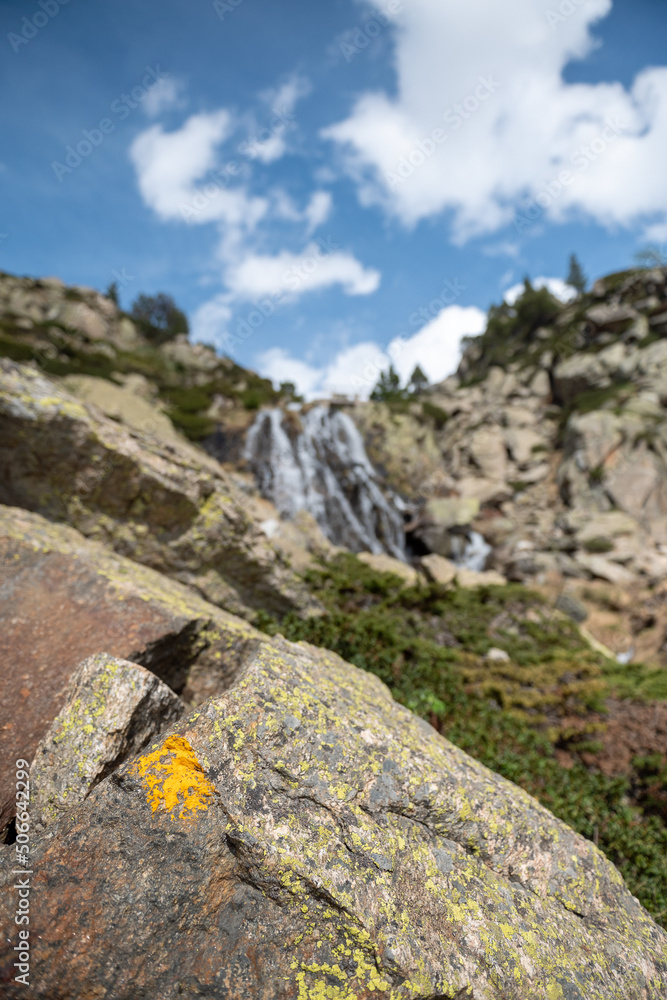 Waterfall in the Vall de Incles in Andorra in spring 2022