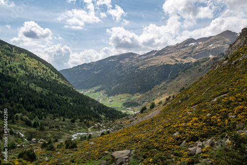 Landscape of the Vall de Incles in Andorra in spring 2022.