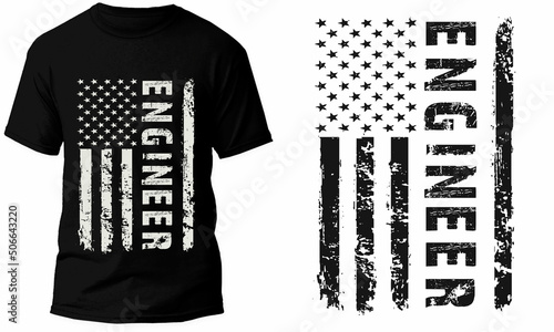 Engineer T Shirt Design With US Flag
