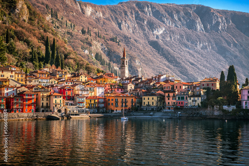 Varenna, Italy on Lake Como in the afternoon photo