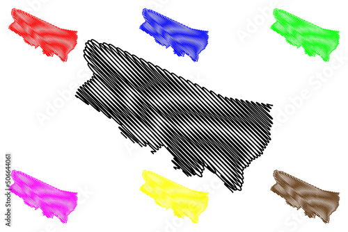 Porto Acre municipality (Acre state, Municipalities of Brazil, Federative Republic of Brazil) map vector illustration, scribble sketch Porto Acre map