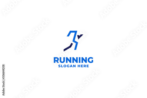 Flat runner athlete icon logo design vector template illustration