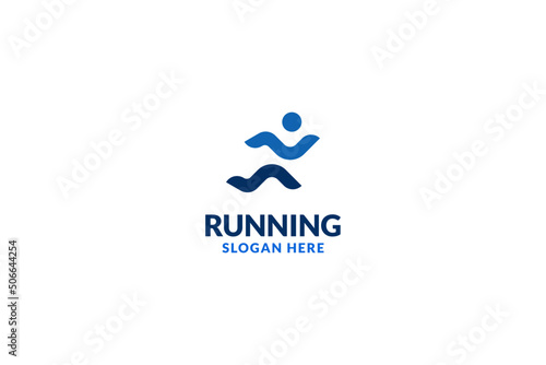 Flat runner athlete icon logo design vector template illustration