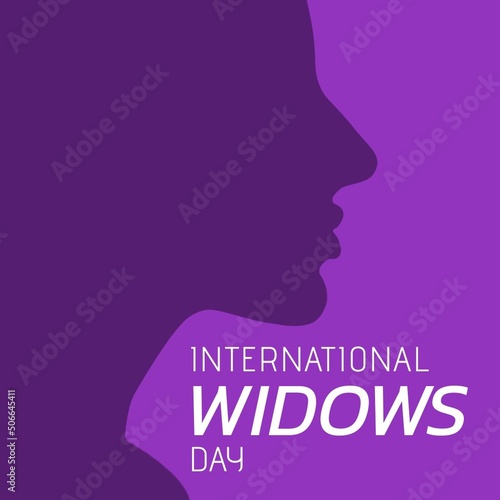 Illustrative image of woman and international widows day text against purple background, copy space © vectorfusionart