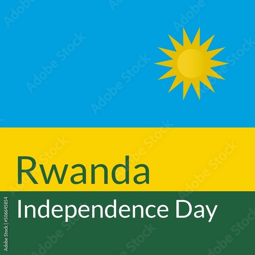 Illustrative image of rwanda independence day text on rwanda national flag, copy space