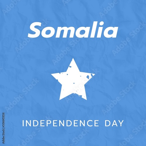 Illustrative image of somalia independence day text on somalia national flag, copy space