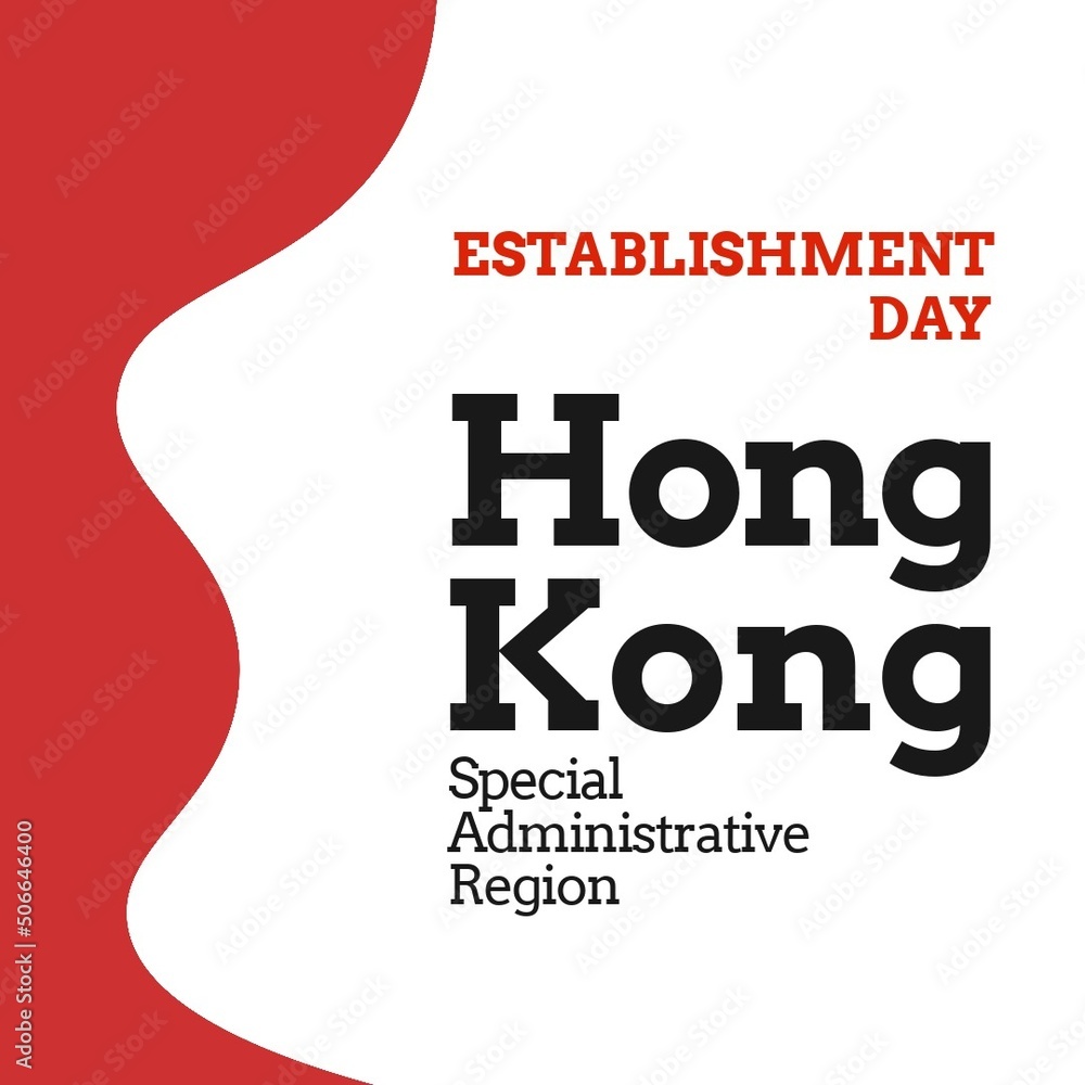 Fototapeta premium Illustration of establishment day and hong kong special administrative region text, copy space