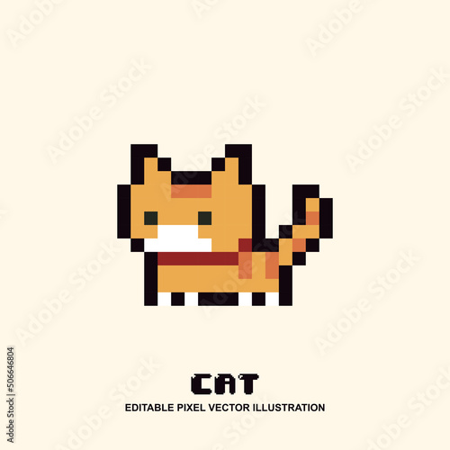 Pixel cat icon design vector