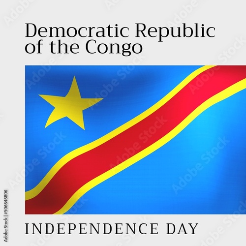 Illustration of national flag and democratic republic of the congo independence day text, copy space