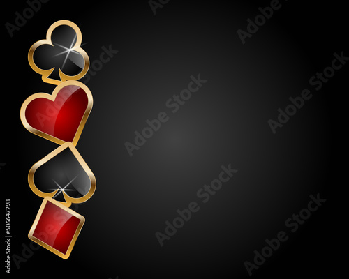 Card suits elements on black background