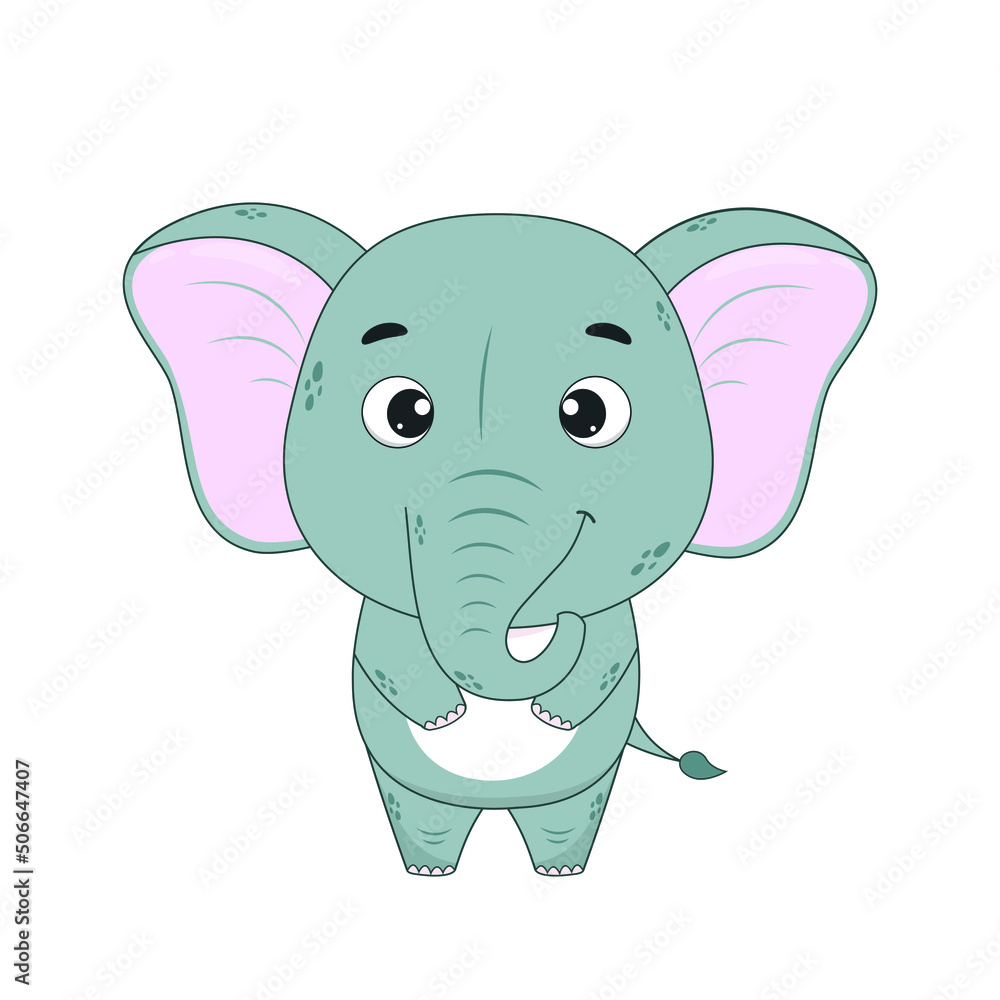 Naklejka premium Cartoon elephant isolated on white background. Vector illustration for dasein and print