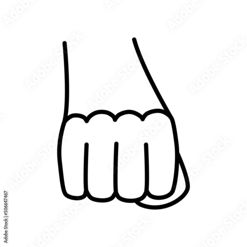 Fist hand gesture is a symbol of striking. Vector illustration is a demonstration of strength.