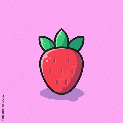 Red strawberry fruit flat vector illustration design