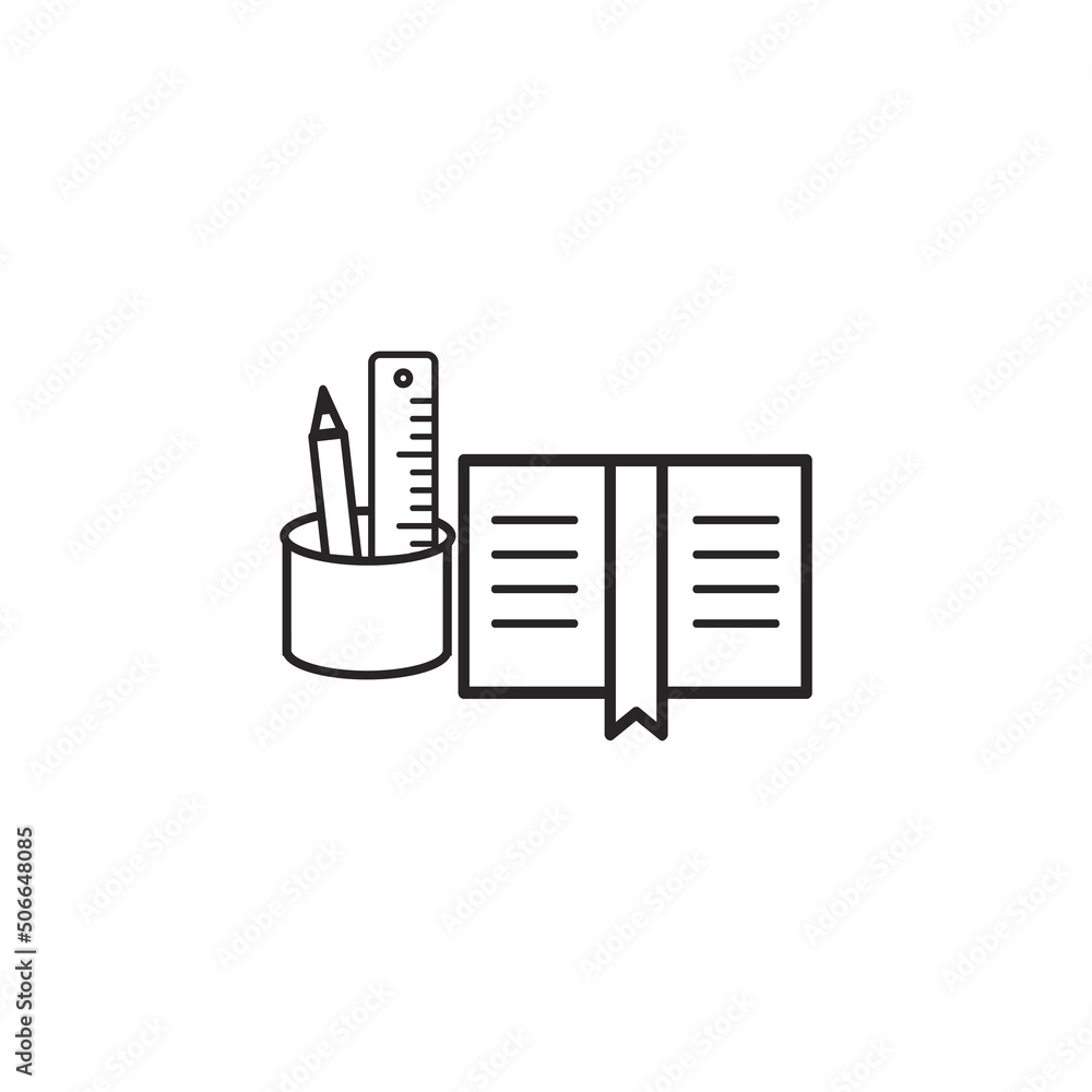 Book and stationery isolated on white background Free Vector Book and stationery isolated on white background Free Vector