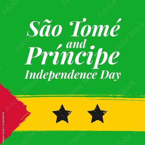 Illustration of sao tome and principe independence day text on sao tome and principe national flag