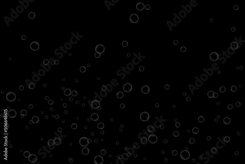Air bubbles, oxygen, champagne are crystal clear, isolated on a black background of modern design. Vector illustration of EPS 10.