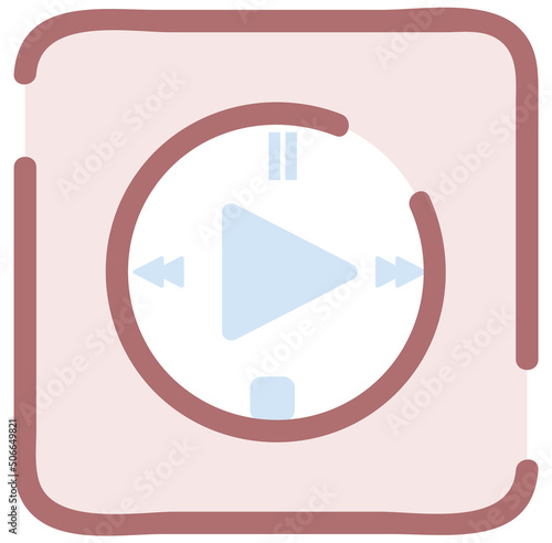 Modern gadget for music, sports, relaxation and meditation. Cartoon style mp3 player. Gadget for storing and playing audio files with headphones. Music player with buttons vector illustration