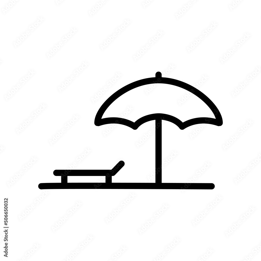 Pool umbrella icon vector and pool chairs. swimming pool, swimming. line icon style. Simple design illustration editable Pool umbrella icon vector and pool chairs. swimming pool, swimming. line icon style. Simple design illustration editable