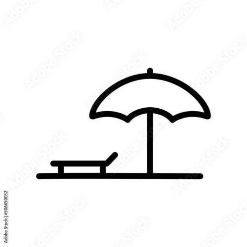 Pool umbrella icon vector and pool chairs. swimming pool, swimming. line icon style. Simple design illustration editable