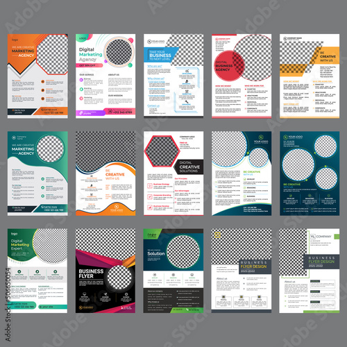 Business flyer design corporate flyer template geometric shape poster design brochure gradient abstract magazine background space for photo in A5 size