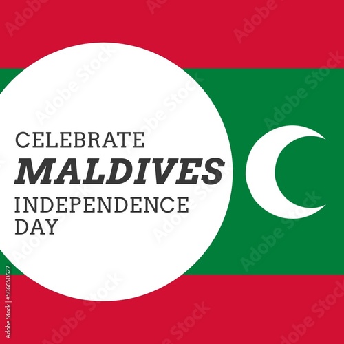 Illustration of celebrate maldives independence day text with national flag, copy space