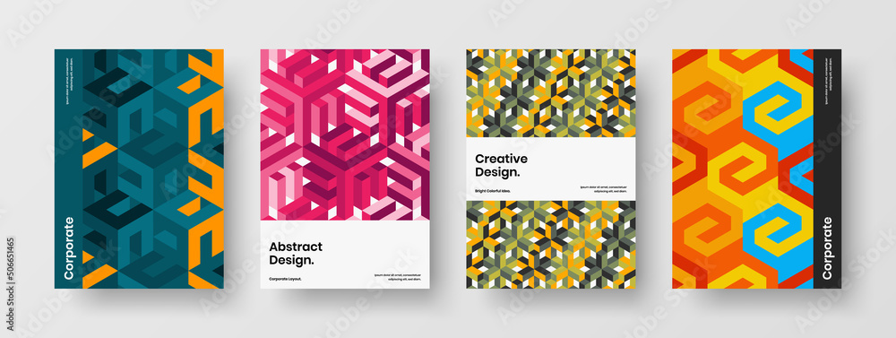 Obraz premium Clean banner A4 vector design layout composition. Bright geometric pattern leaflet concept collection.