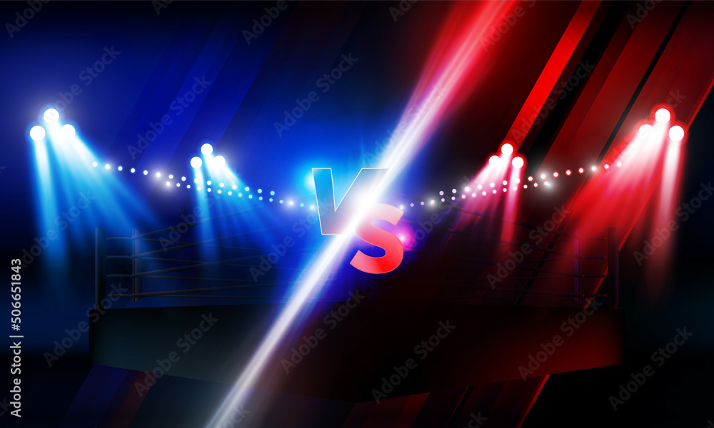 Versus Screen For Fight of sport and game, Battle Or Sport. Boxing ring
