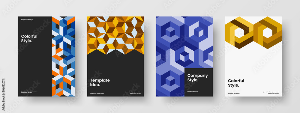 Naklejka premium Minimalistic mosaic pattern presentation concept composition. Modern banner design vector template set.