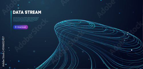 Abstract purple data stream. Abstract digital background cloud technology. Big Data Technology vector illustration.