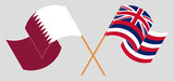 Crossed and waving flags of Qatar and The State Of Hawaii